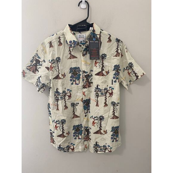 New BAJA LLAMA Treehouse 7-SEAS Button Up Short Sleeve Shirt Size 2XL - Picture 2 of 6